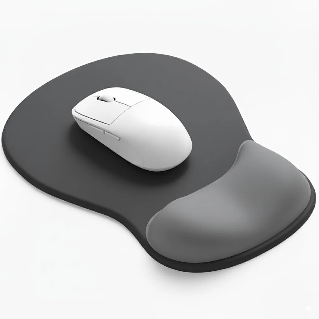 Mauspad mit Gelkissen,Ergonomisches Mousepad mit handauflage mit weichem Gelpolster,rutschfester Basis und erhöhtem Design(Schwarz)