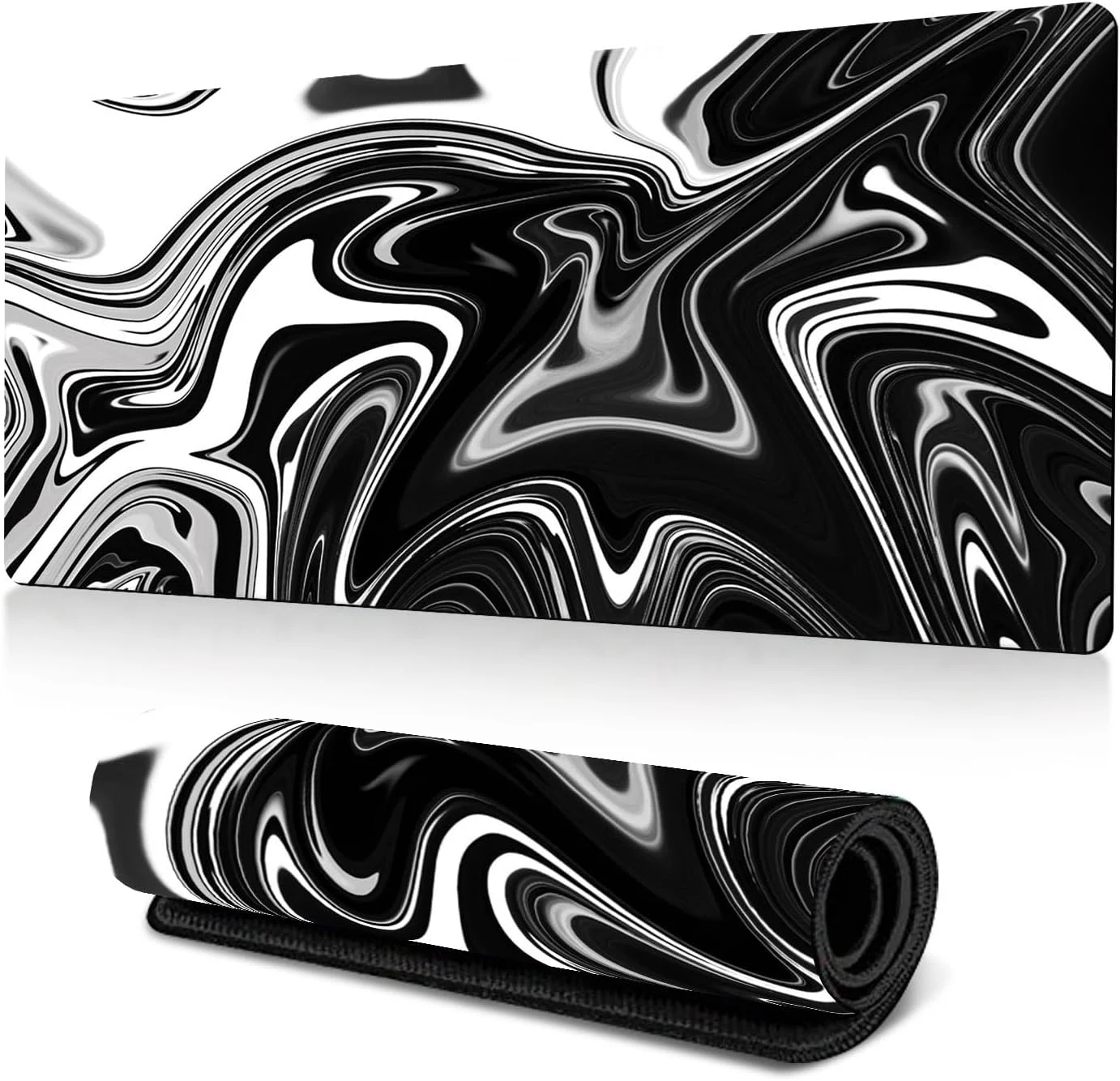 پد ماوس بزرگ سایز 900x400mm - پد ماوس بهبود یافته برای دقت و سرعت بازی XXL (مخلوط سفید و سیاه)