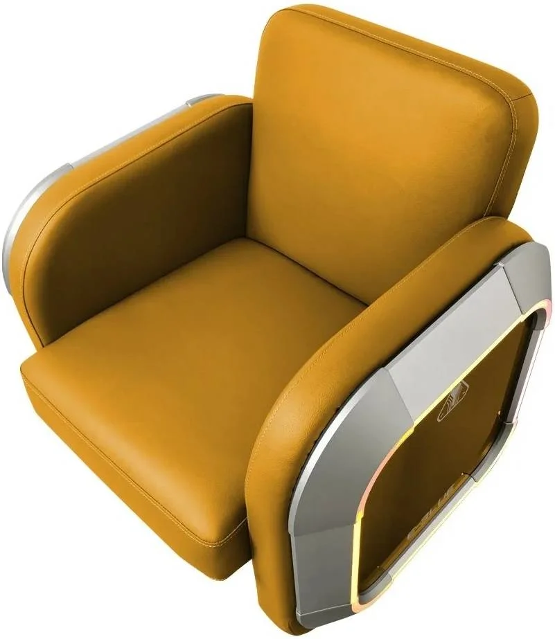 مبل گیمینگ RGB ای-بلو با نورپردازی RGB قابل کنترل با اپلیکیشن، پنل لبه آلومینیومی، 32 حالت نورپردازی فوق العاده، اسفنج با چگالی بالا با نرمی و راحتی بیشتر، زرد | EEC346-11YLAA-IA