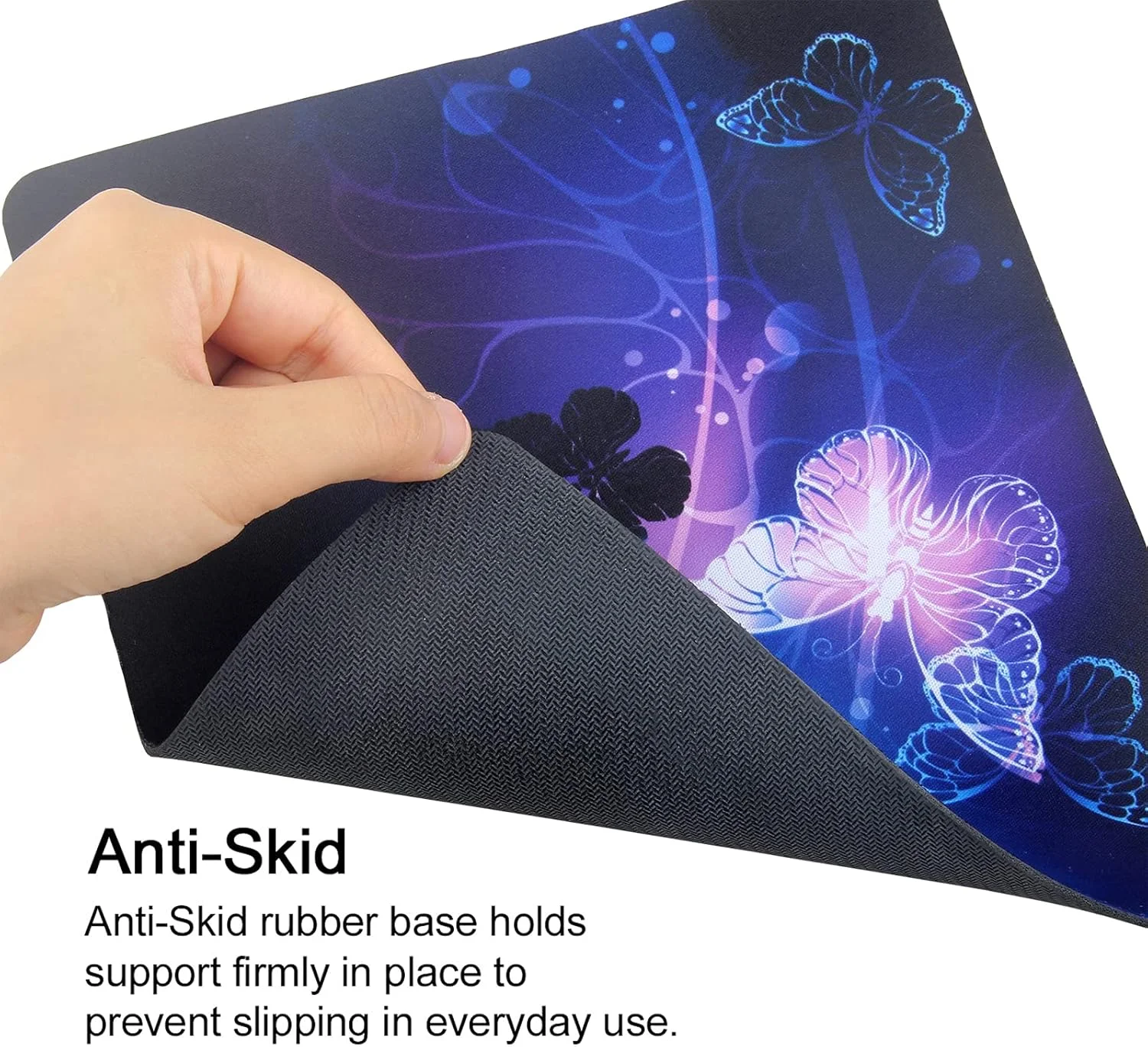 پد ماوس، پد ماوس مخصوص بازی، زیر ماوسی با پایه لاستیکی ضد لغزش با طرح‌هایی برای لپ‌تاپ، کامپیوتر و اداره، 24.13 در 20.06 در 0.30 سانتی‌متر (پروانه‌های بنفش)
