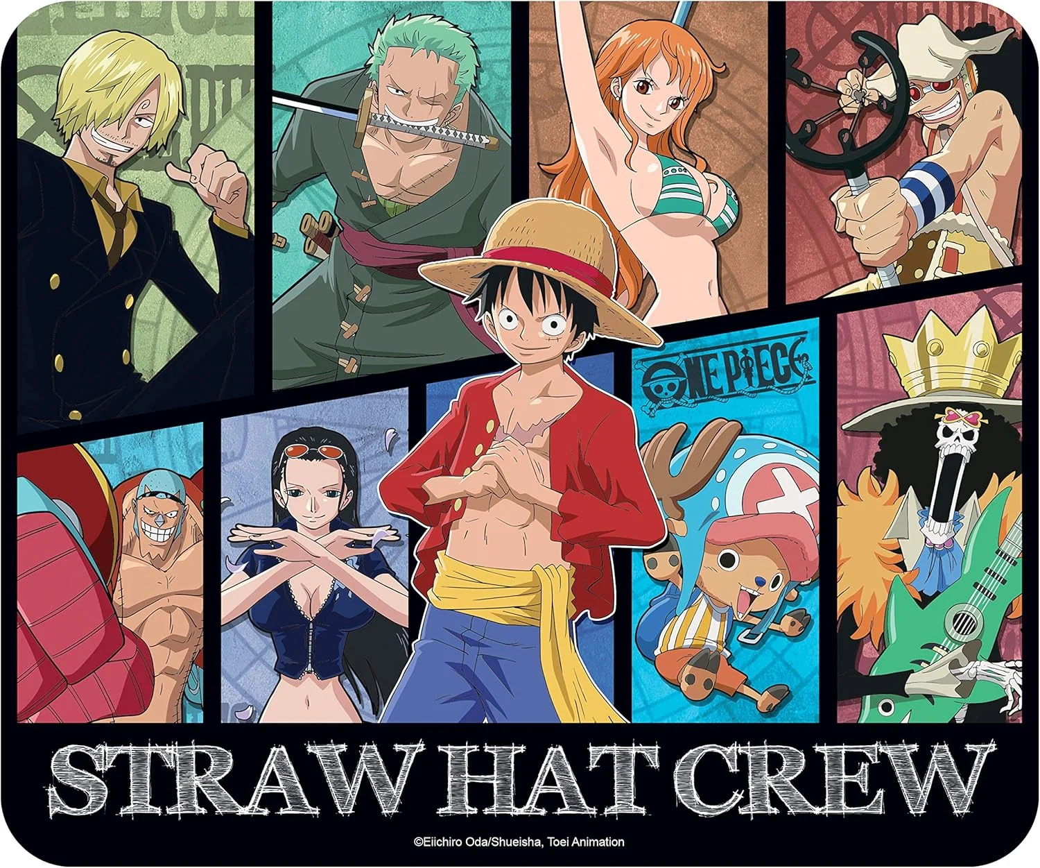 موس پد ABYSTYLE One Piece New World با طرح لوفی، زورو، نامی و چوپر - 23.5 در 19.5 سانتی متر - پد ماوس لاستیکی ضد لغزش مستطیلی مناسب برای دفتر کار، هدیه انیمه مانگا