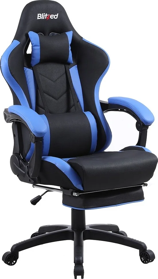 صندلی گیمینگ مسابقه ای Blitzed با زیرپایی جمع شونده Nairobi - آبی/مشکی | NAIROBIBLUE