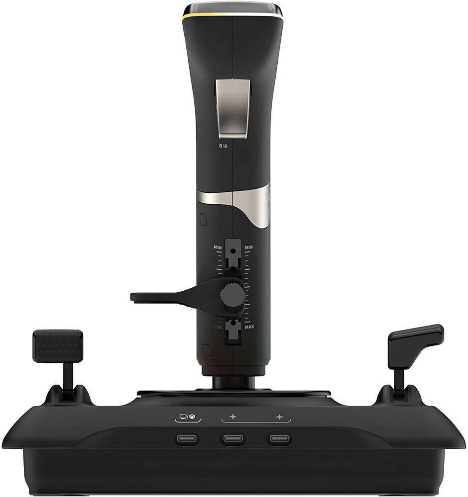 جوی استیک پرواز Turtle Beach VelocityOne، دارای 27 دکمه قابل برنامه ریزی، 8 محور، کلاه POV و ماشه شلیک سریع، محورهای اصلی غیر تماسی با دقت بالا، صفحه نمایش مدیریت پرواز OLED، مشکی | VelocityFlightstick