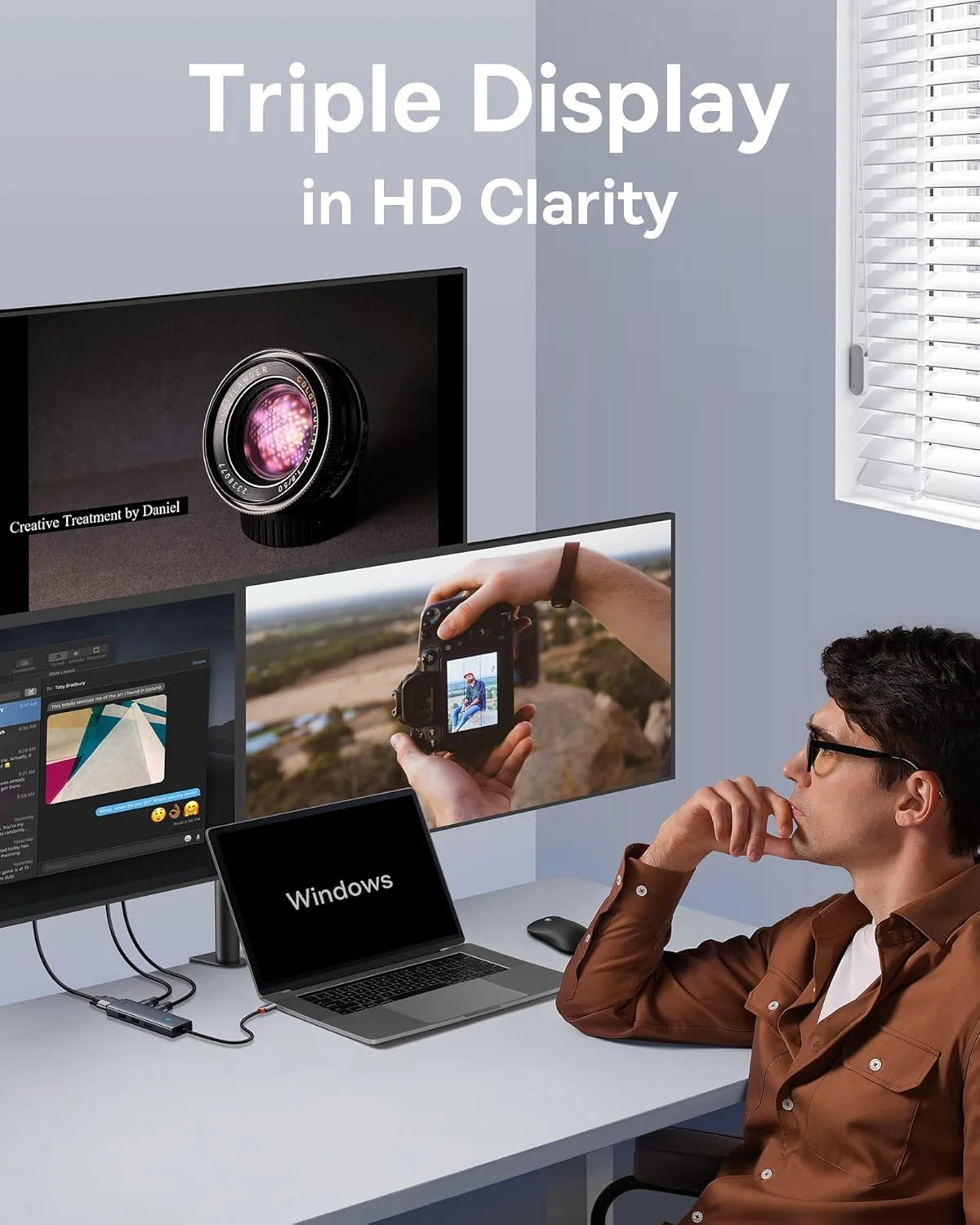 هاب USB C بیسوس، داک استیشن دوگانه 4K با نمایشگر سه گانه، آداپتور 7 در 1 با 2 پورت HDMI، VGA، USB3.0، USB2.0، داک 100W PD برای MacBook/Dell/HP/Surface/Lenovo/Steam Deck هاب USB C بیسوس، داک استیشن دوگانه 4K با نمایشگر سه گانه، آداپتور 7 در 1 با 2 پورت HDMI، VGA، USB3.0، USB2.0، داک 100W PD برای MacBook/Dell/HP/Surface/Lenovo/Steam Deck