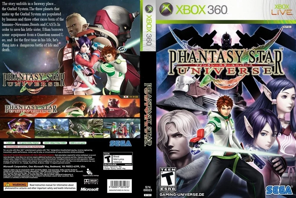 بازی ویدیویی سگا Xbox 360 Phantasy Star Universe نسخه NTSC، مناسب نوجوانان، زبان انگلیسی | XB360NPSU