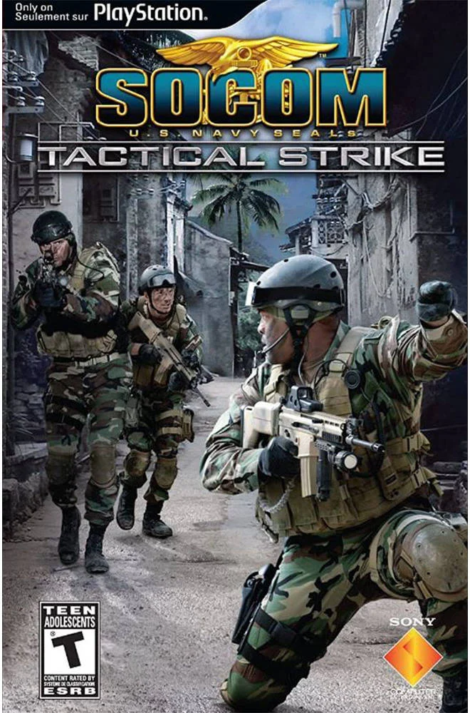 بازی سونی Socom Tactical Strike نسخه NTSC برای PSP، ژانر اکشن و ماجراجویی، مبارزه مبتنی بر واقعیت، رده سنی نوجوانان ESRB | UCUS98649