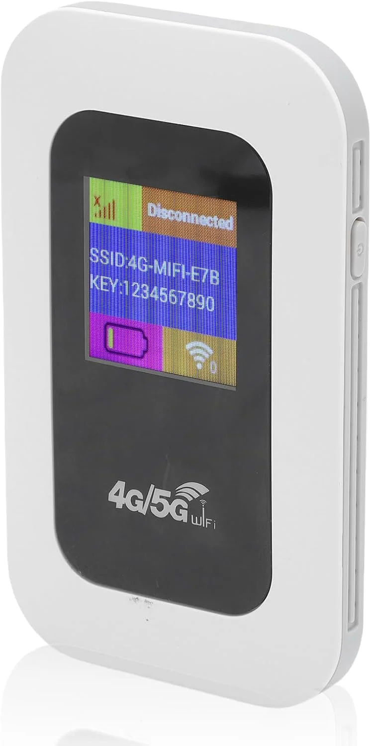مودم جیبی وای فای، هات اسپات وای فای قابل حمل 4G با سرعت بالا 300 مگابیت بر ثانیه به همراه باتری 2100 میلی آمپر ساعتی و درگاه سیم کارت برای مسافرت، کمپینگ و دسترسی به اینترنت در فضای باز
