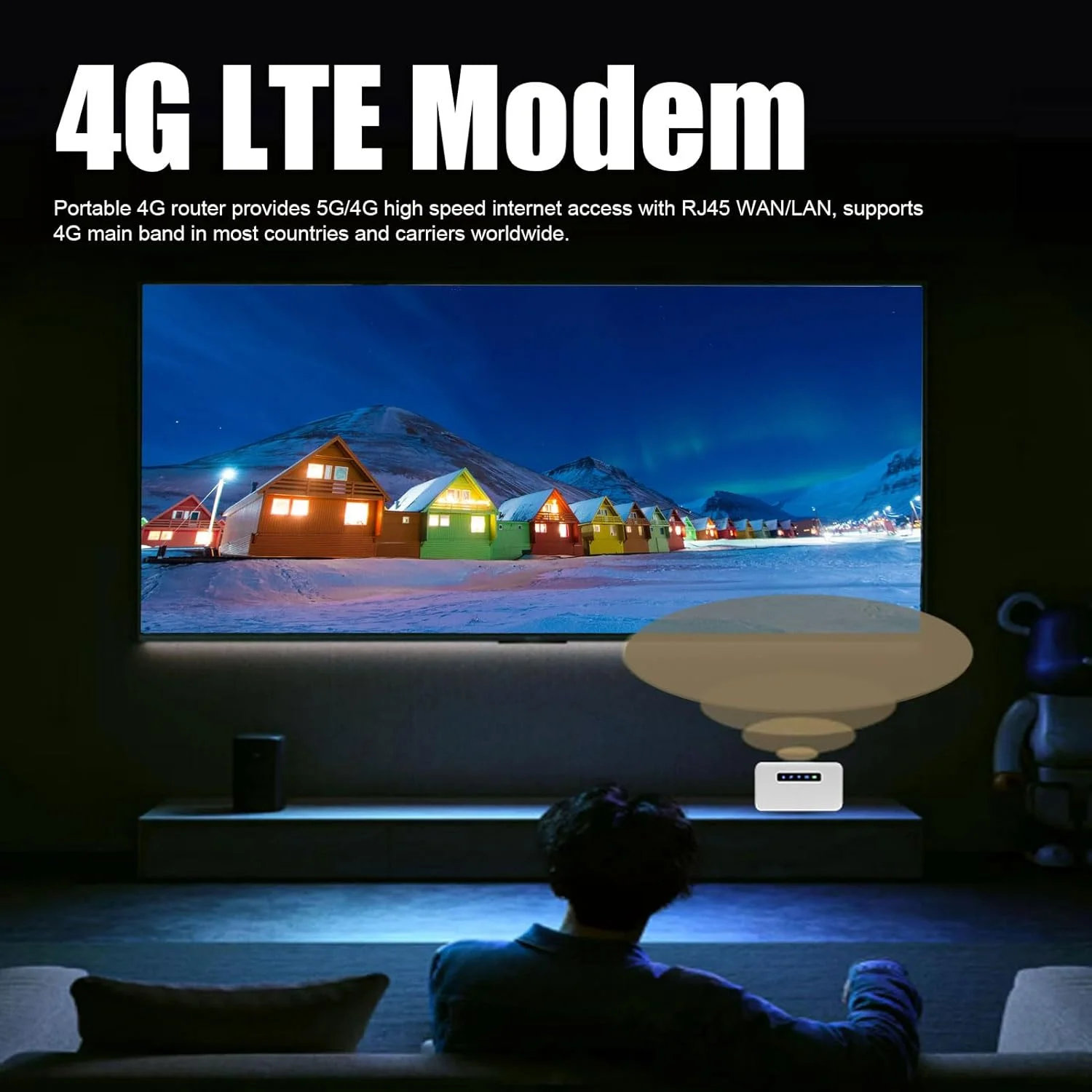 مودم همراه 4G LTE WiFi، مودم WiFi پرسرعت قابل حمل با پورت RJ45، اتصال تا 8 دستگاه، روتر جیبی برای لپ تاپ، تلفن و کامپیوتر