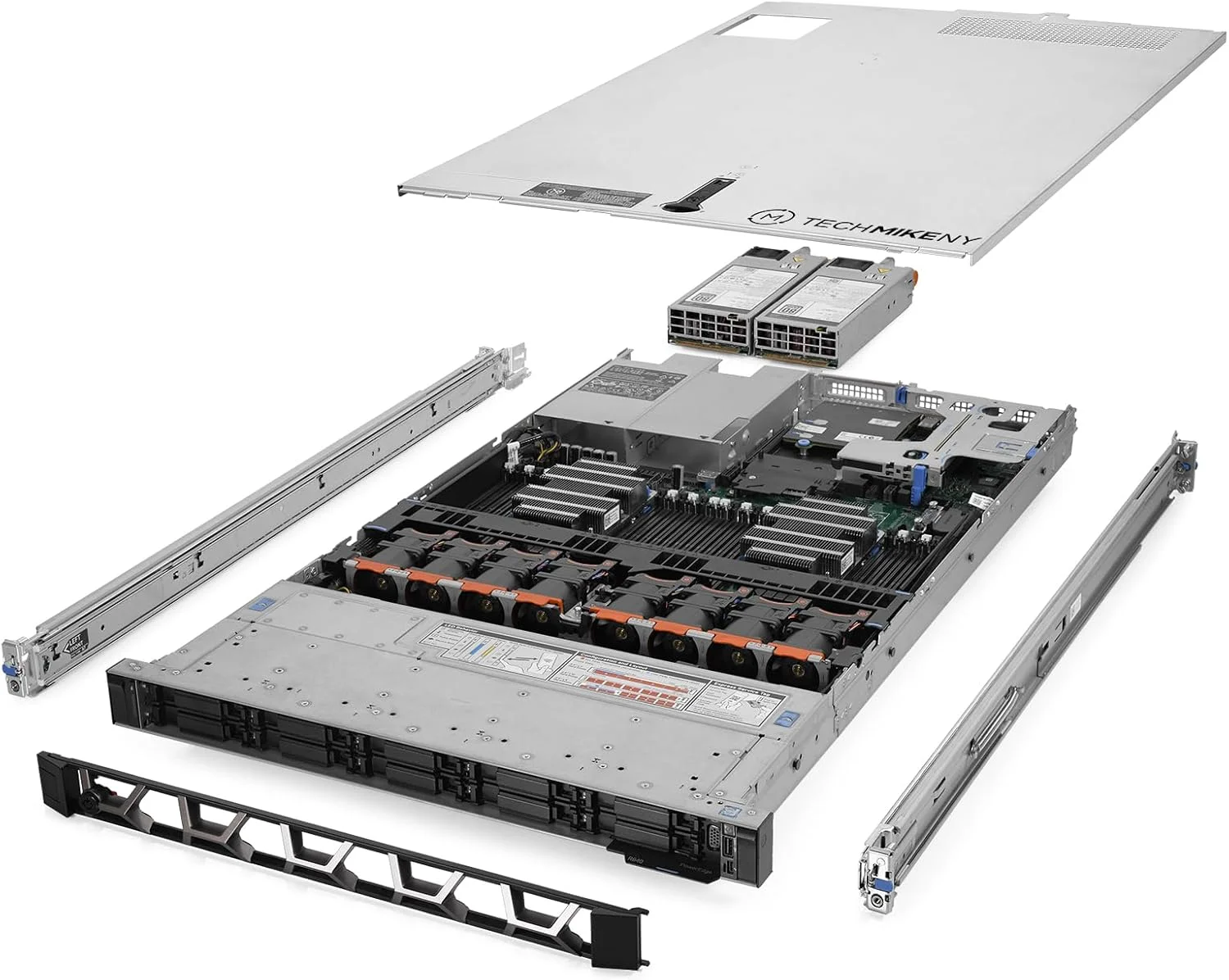 سرور TechMikeNY 2X Gold 6238R 2.20Ghz 56-Core 64GB RAM 10x محفظه ریل XC640 (بازسازی شده)