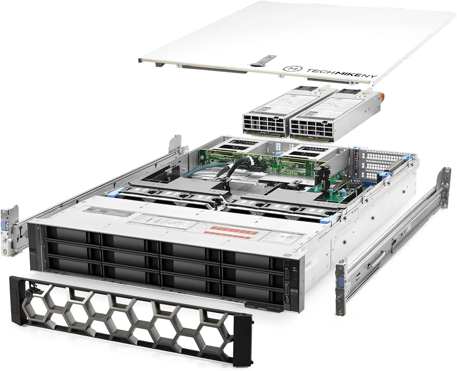 سرور TechMikeNY با ۱۲ جایگاه، ۲ پردازنده گلد ۶۱۳۰ ۲.۱۰ گیگاهرتز ۳۲ هسته ای، ۱۲۸ گیگابایت رم، ریل و منبع تغذیه PowerEdge R740xd (بازسازی شده)
