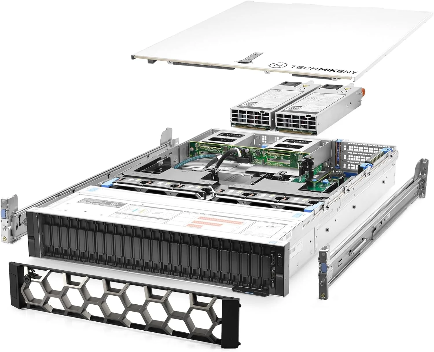 سرور TechMikeNY SFF با دو پردازنده نقره‌ای 4116 2.10 گیگاهرتز 24 هسته‌ای، 128 گیگابایت رم و 8 هارد 1 ترابایتی PowerEdge R740xd (بازسازی شده)