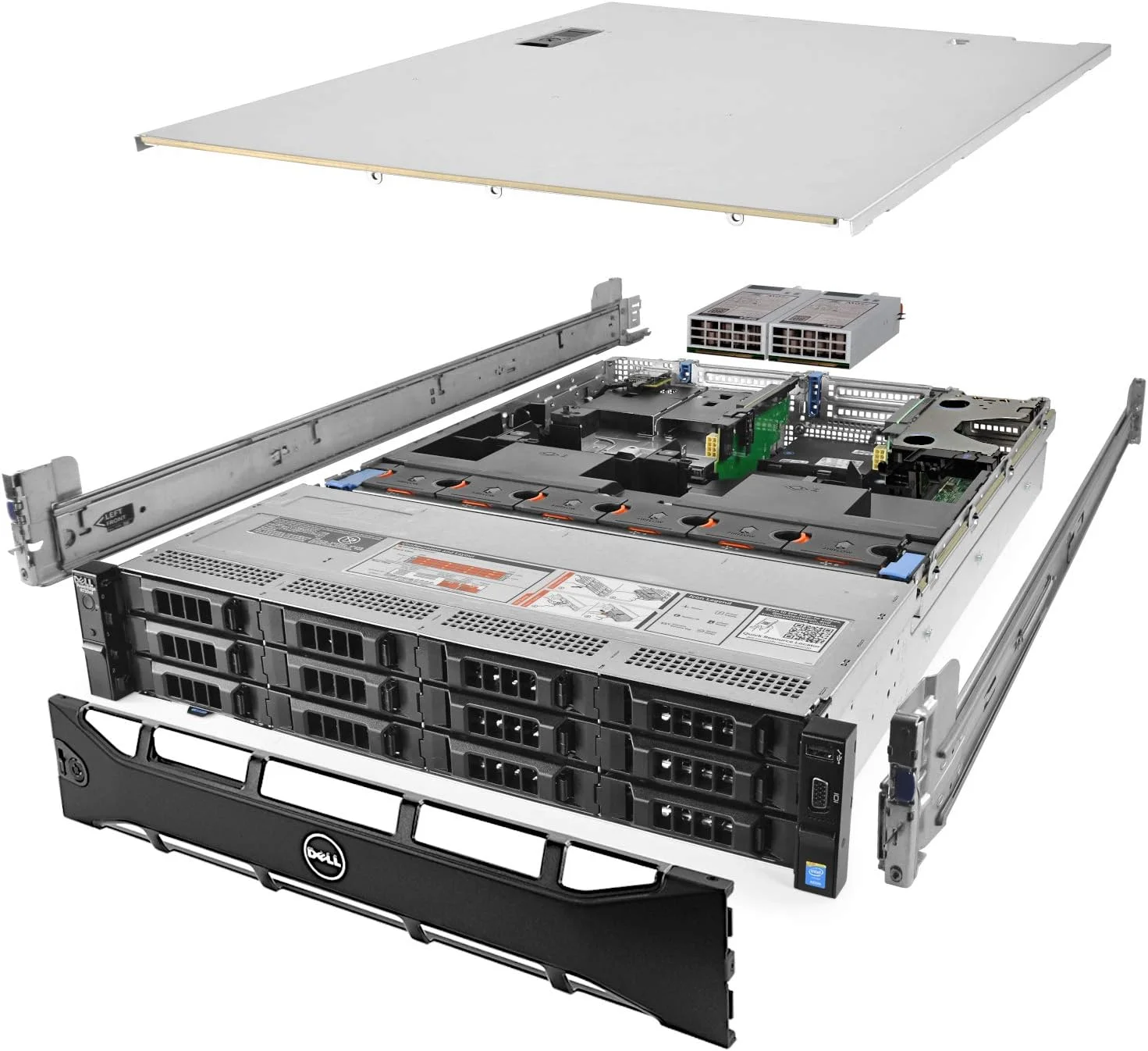 سرور Dell PowerEdge R730xd، دو پردازنده E5-2620v3 2.40 گیگاهرتز 12 هسته ای، 128 گیگابایت رم، 12 هارد 1 ترابایتی H330 (بازسازی شده)