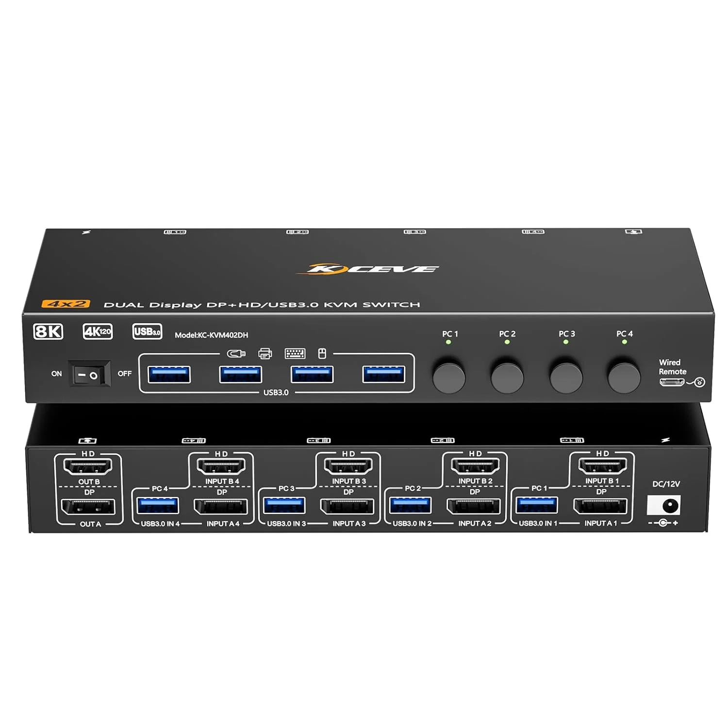 سوئیچ KVM با قابلیت اتصال به 4 کامپیوتر و 2 مانیتور DP+HDMI سوئیچ KVM با قابلیت اتصال به 4 کامپیوتر و 2 مانیتور DP+HDMI