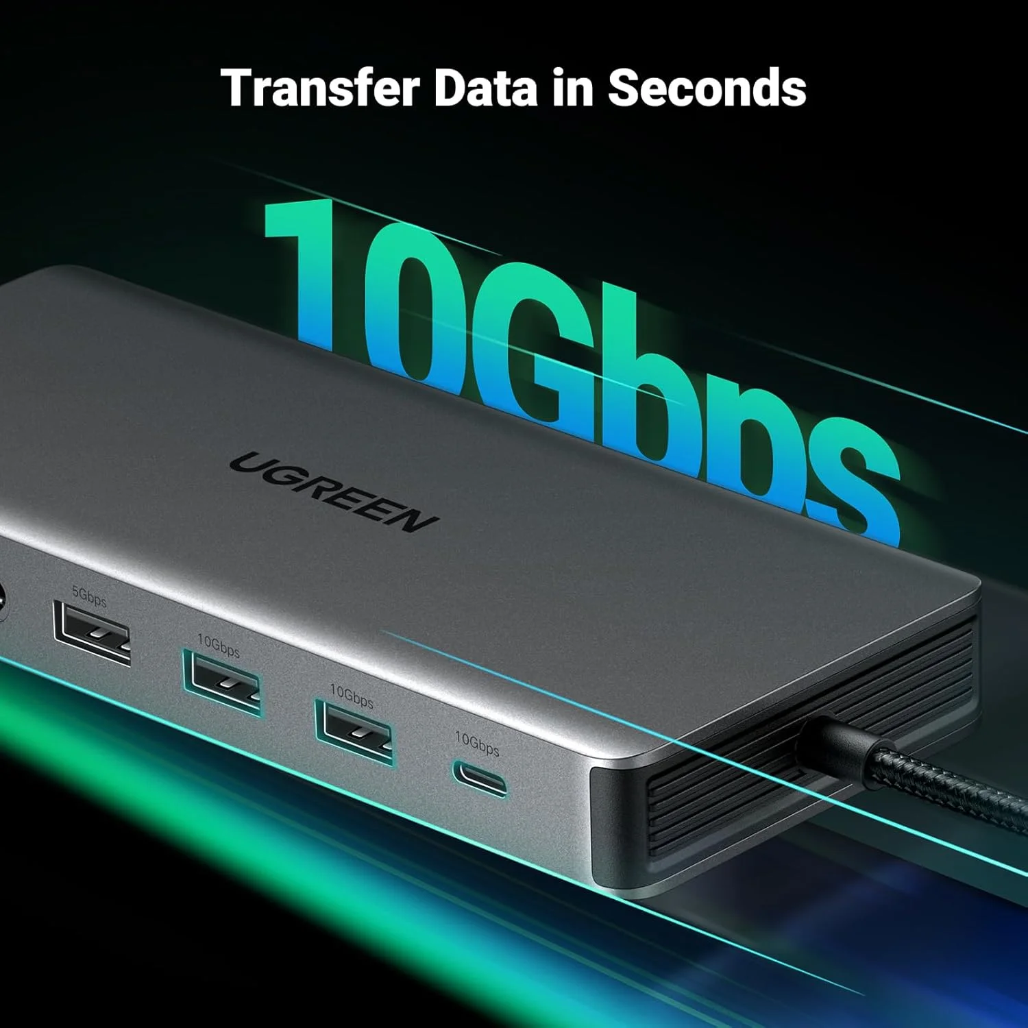 UGREEN Revodok Pro 313 داک استیشن لپ تاپ 13 در 1 با خروجی 4K سه گانه، داک USB C با دو پورت HDMI، DP، پورت انتقال داده 10Gbps، پورت PD 100W، اترنت گیگابیتی، کارت خوان SD/TF سازگار با Thinkpad، Zenbook و غیره