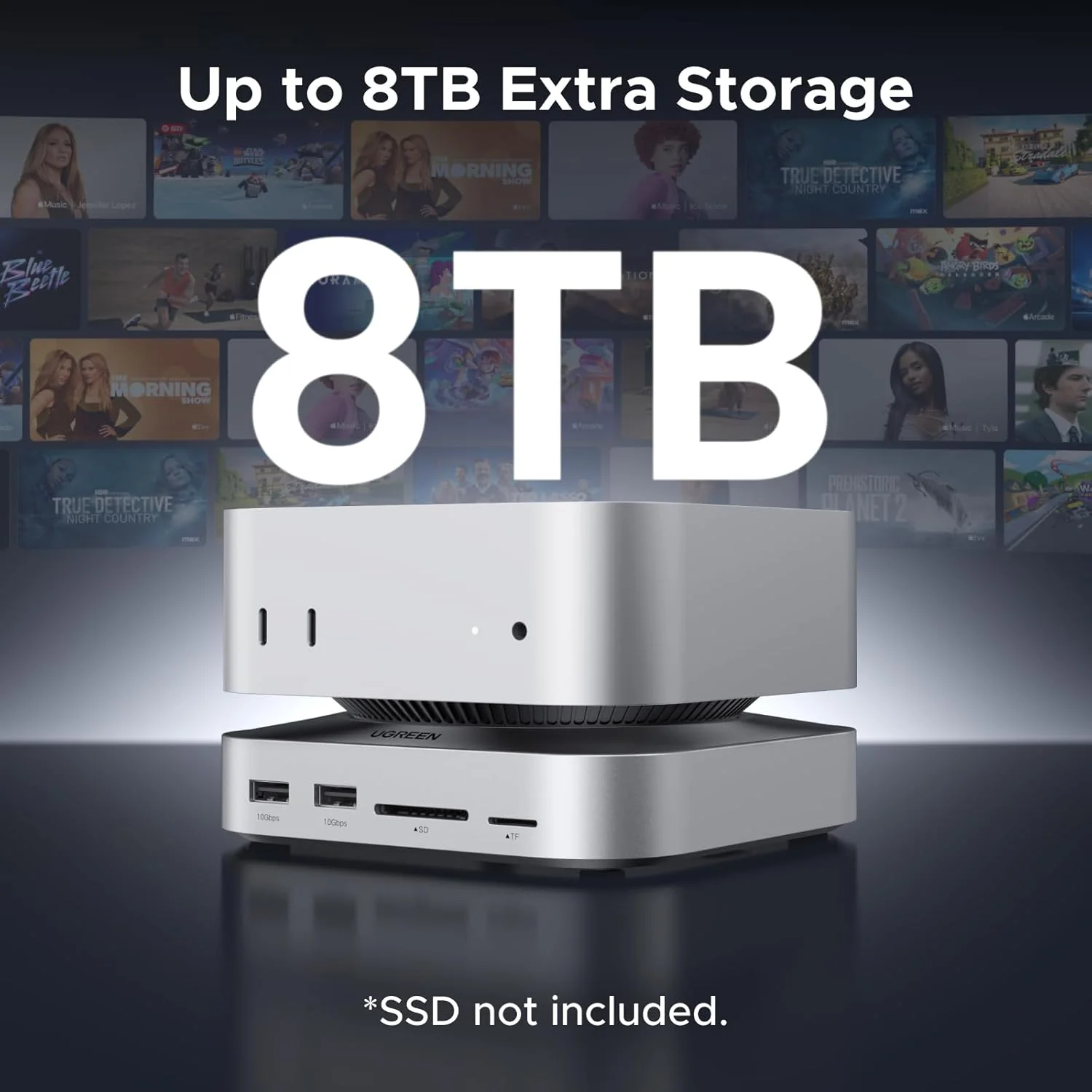 داک و استند UGREEN Mac mini M4 با هاب DP برای Mac mini M4 و M4 Pro 2024 با محفظه SSD M.2 NVMe، پورت DP با رزولوشن 4K144Hz، پورت های USB A/C با سرعت 10G، اسلات های SD/TF و صدا داک و استند UGREEN Mac mini M4 با هاب DP برای Mac mini M4 و M4 Pro 2024 با محفظه SSD M.2 NVMe، پورت DP با رزولوشن 4K144Hz، پورت های USB A/C با سرعت 10G، اسلات های SD/TF و صدا