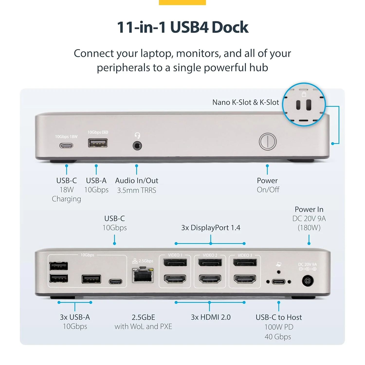 داک استیشن USB-C استار تک، پشتیبانی از سه مانیتور 4K با نرخ 60 هرتز، شارژ لپ تاپ تا 100 وات، 2.5GbE، بدون نیاز به درایور، عدم سازگاری با macOS داک استیشن USB-C استار تک، پشتیبانی از سه مانیتور 4K با نرخ 60 هرتز، شارژ لپ تاپ تا 100 وات، 2.5GbE، بدون نیاز به درایور، عدم سازگاری با macOS