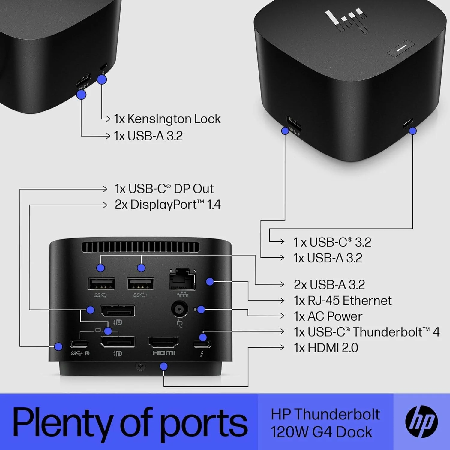 داک HP Thunderbolt 4 مدل 120W G4 (4J0A2AA)، ایستگاه اتصال USB C سیزده در یک با حداکثر توان شارژ 100 وات، پشتیبانی از 4 نمایشگر 4K، پورت اترنت، 6 پورت USB، HDMI، 2 پورت DisplayPort برای لپ تاپ، MacOS، ChromeOS، PC داک HP Thunderbolt 4 مدل 120W G4 (4J0A2AA)، ایستگاه اتصال USB C سیزده در یک با حداکثر توان شارژ 100 وات، پشتیبانی از 4 نمایشگر 4K، پورت اترنت، 6 پورت USB، HDMI، 2 پورت DisplayPort برای لپ تاپ، MacOS، ChromeOS، PC
