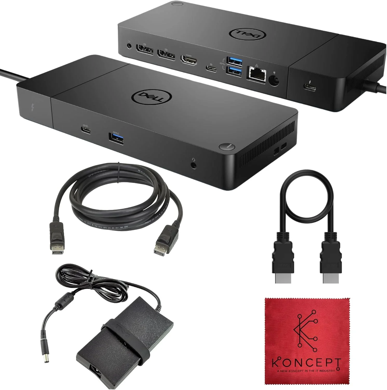 داک دل WD19TB Thunderbolt - ایستگاه اتصال دو مانیتوره USB C با 180 وات، کابل HDMI و DisplayPort - ایستگاه اتصال برای لپ تاپ و کامپیوتر (بازسازی شده)