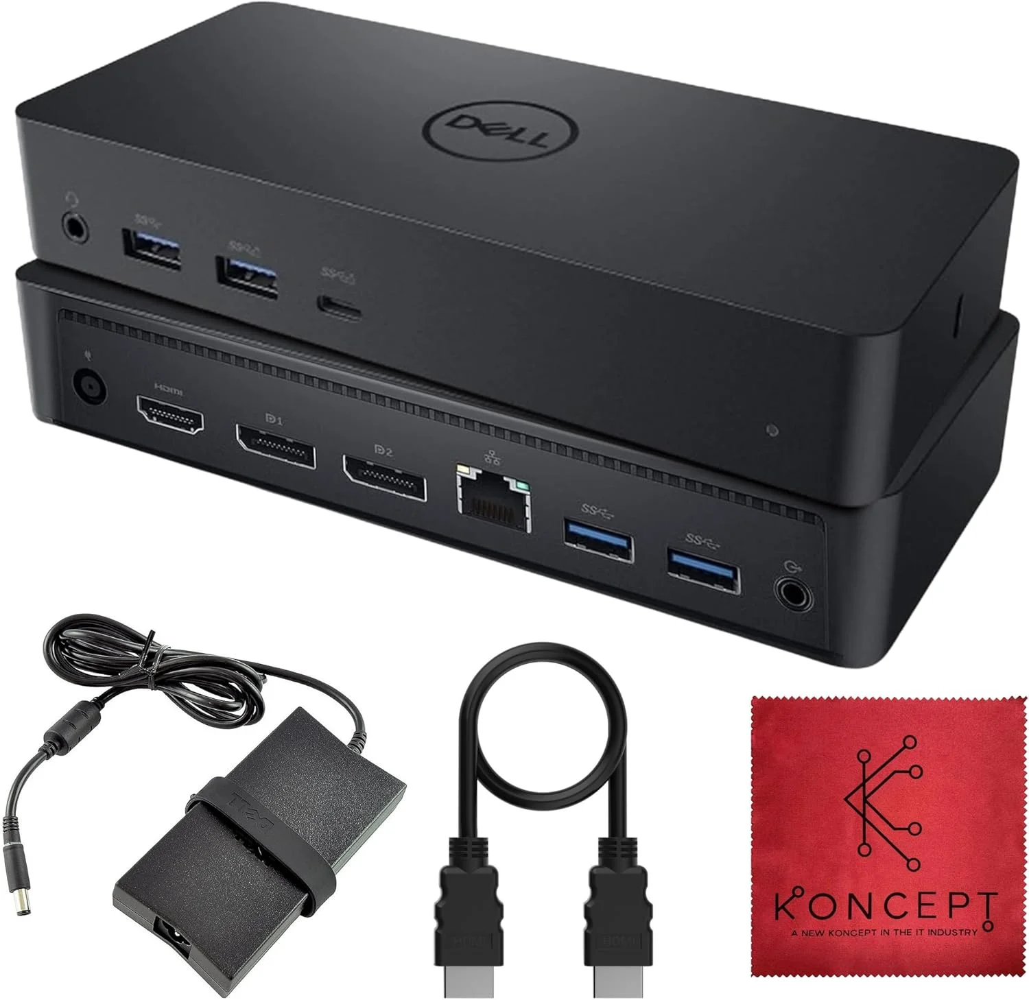 داک استیشن دل D6000 مانیتور دوگانه با USB 3.0 و USB C - داک جهانی با 130 وات و کابل HDMI (بازسازی شده)