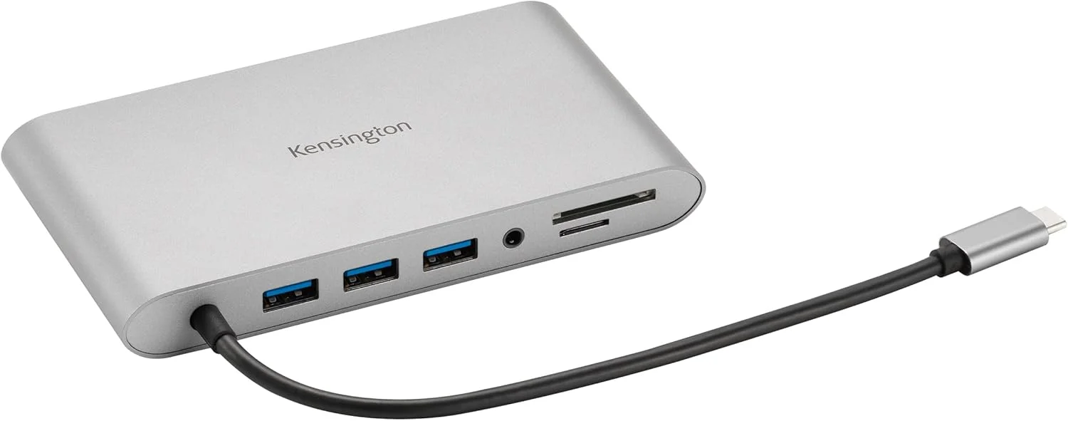 هاب USB-C دو مانیتوره 10 در 1 Kensington UH1440P، ایستگاه اتصال لپ تاپ با پورت های DisplayPort/HDMI/VGA، کارت خوان SD و Micro SD، شارژ 85 واتی برای دستگاه های Thunderbolt 3/4 و USB-C (K33853WW)