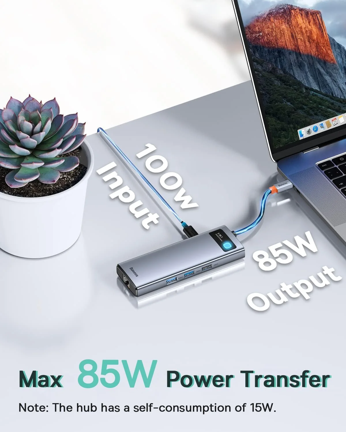 داک استیشن لپ تاپ Baseus، هاب USB C نه در یک با دو HDMI 4K@120Hz، LAN 1000 مگابیت بر ثانیه، حداکثر 85 وات PD، 3 USB، کارت خوان SD، داک USB C سازگار با iPhone 15/Mac/Dell/HP/Surface/Steam Deck