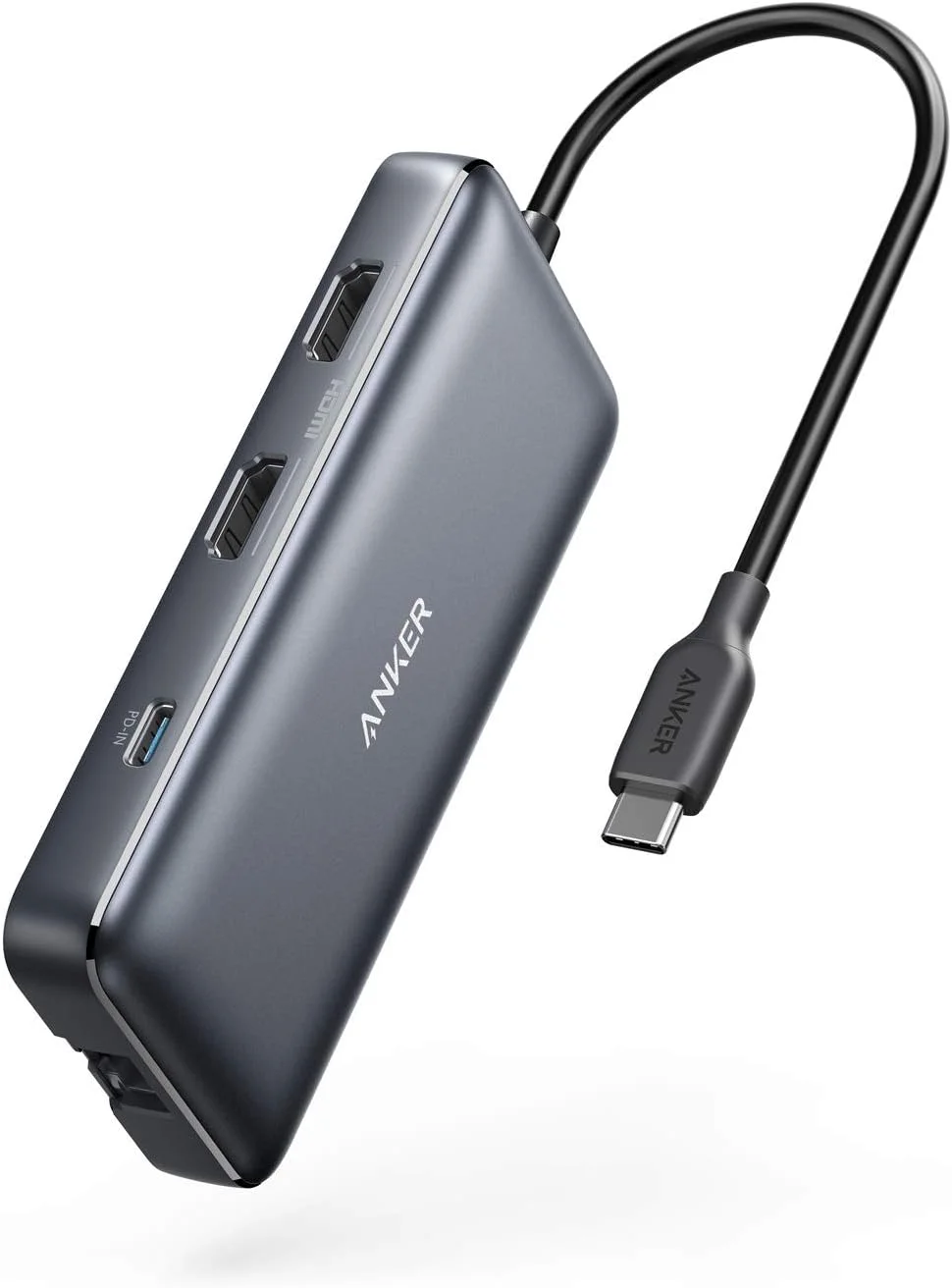 داک استیشن لپ تاپ Anker، هاب USB C هشت در یک، مانیتور دوگانه 4K با 2 پورت HDMI، هاب اترنت 1 گیگابیت بر ثانیه، انتقال برق 85 واتی، کارت خوان SD برای مک بوک پرو، XPS و غیره (شارژر شامل نمی شود)