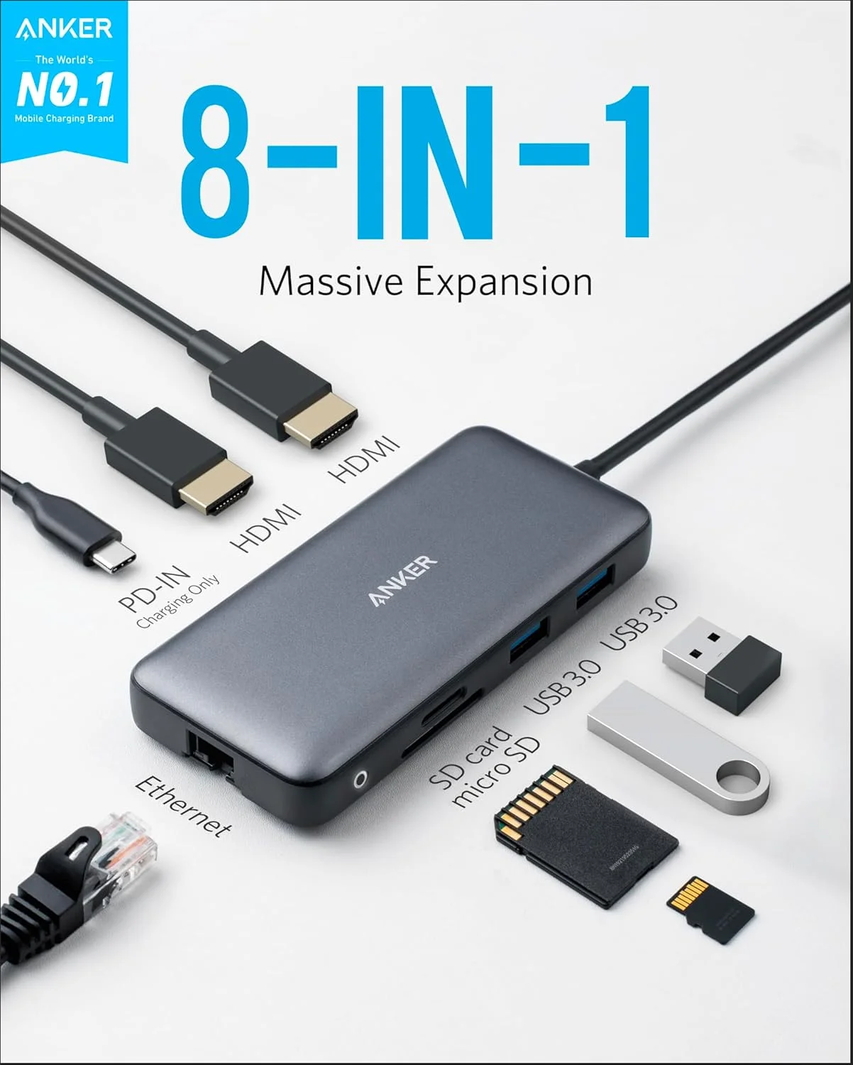 داک استیشن لپ تاپ Anker، هاب USB C هشت در یک، مانیتور دوگانه 4K با 2 پورت HDMI، هاب اترنت 1 گیگابیت بر ثانیه، انتقال برق 85 واتی، کارت خوان SD برای مک بوک پرو، XPS و غیره (شارژر شامل نمی شود) داک استیشن لپ تاپ Anker، هاب USB C هشت در یک، مانیتور دوگانه 4K با 2 پورت HDMI، هاب اترنت 1 گیگابیت بر ثانیه، انتقال برق 85 واتی، کارت خوان SD برای مک بوک پرو، XPS و غیره (شارژر شامل نمی شود)
