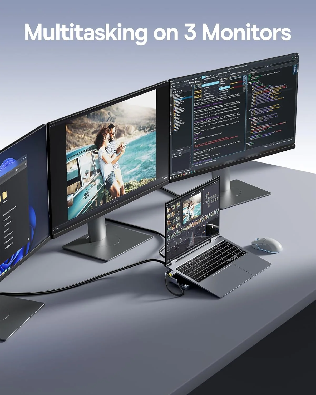 پایه داک استیشن لپ تاپ Baseus، 12 در 1، نمایشگر سه گانه 4K HDMI/DP، انتقال سریع داده 10 گیگابیت بر ثانیه USB A/C، PD 100W، اترنت، TF/SD، داک استیشن USB C با پایه برای ویندوز/دل/اچ پی/لنوو/ایسوس/ایسر/مک