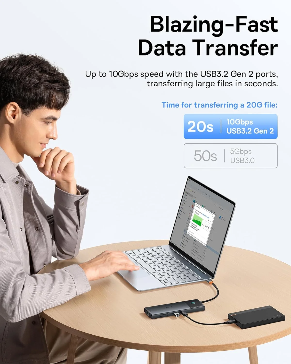 داک استیشن Baseus مانیتور دوگانه، داک استیشن 10 در 1 با سرعت 10 گیگابیت بر ثانیه با 2 پورت HDMI تک 4K@120Hz، دوگانه 4K@60Hz، USB C و USB A با سرعت 10 گیگابیت بر ثانیه، اترنت گیگابیتی، PD 100W، SD/TF برای iPhone 15/Mac/Dell/HP/Lenovo