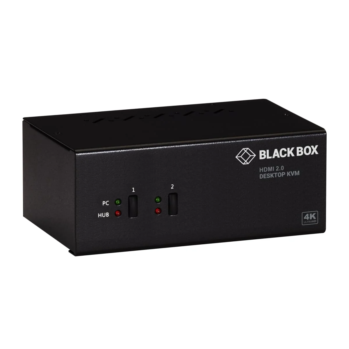سوییچ KVM بلک باکس - 2 پورت، دو مانیتوره، HDMI 2.0، 4K 60Hz، هاب USB 3.0، صدا