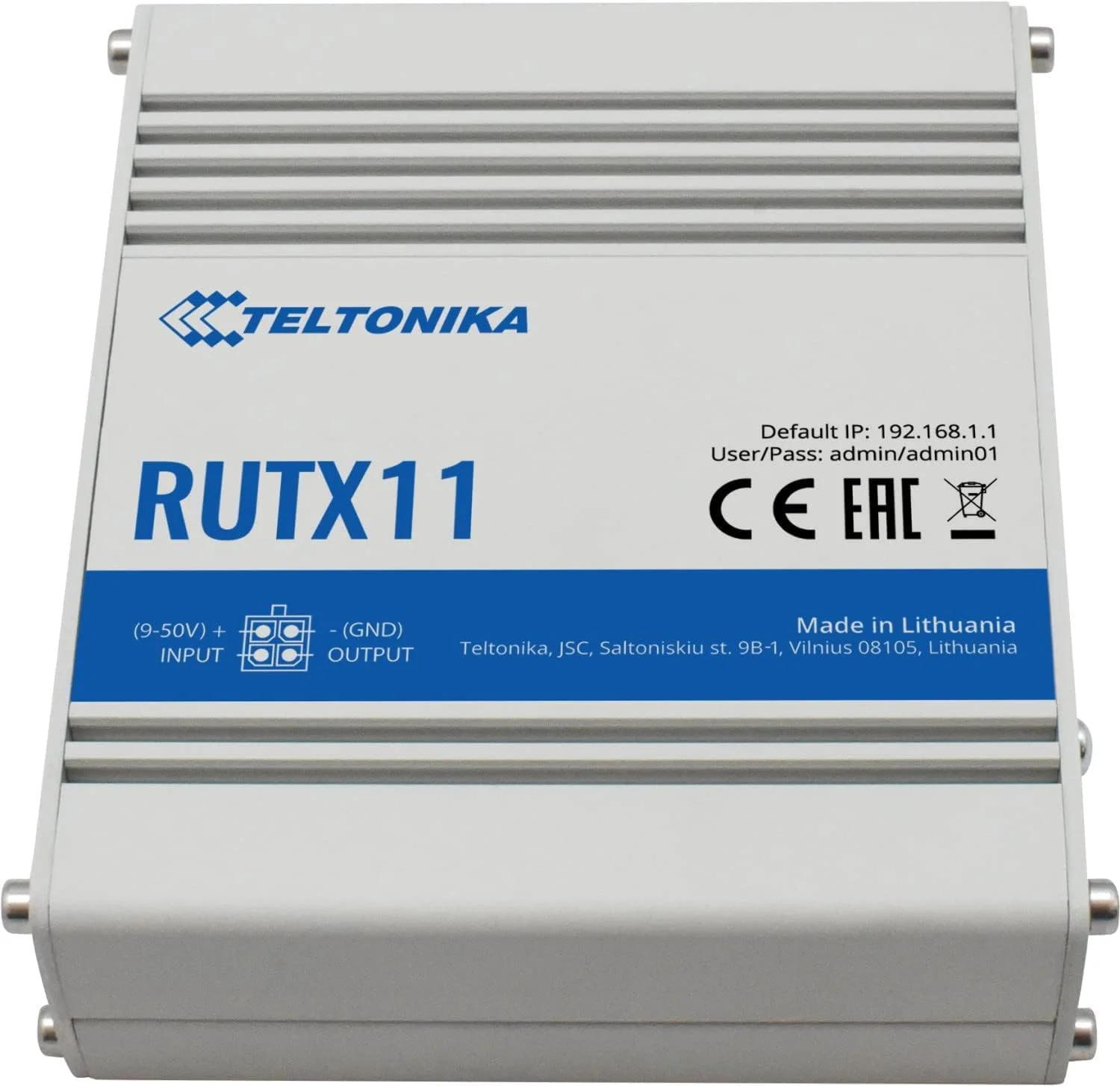 روتر سلولی صنعتی دو سیم کارته/Wi-Fi مدل Teltonika RUTX11000300 RUTX11; فقط برای استفاده در اروپا، خاورمیانه، آفریقا، APAC، برزیل، مالزی، اپراتورهای استرالیا