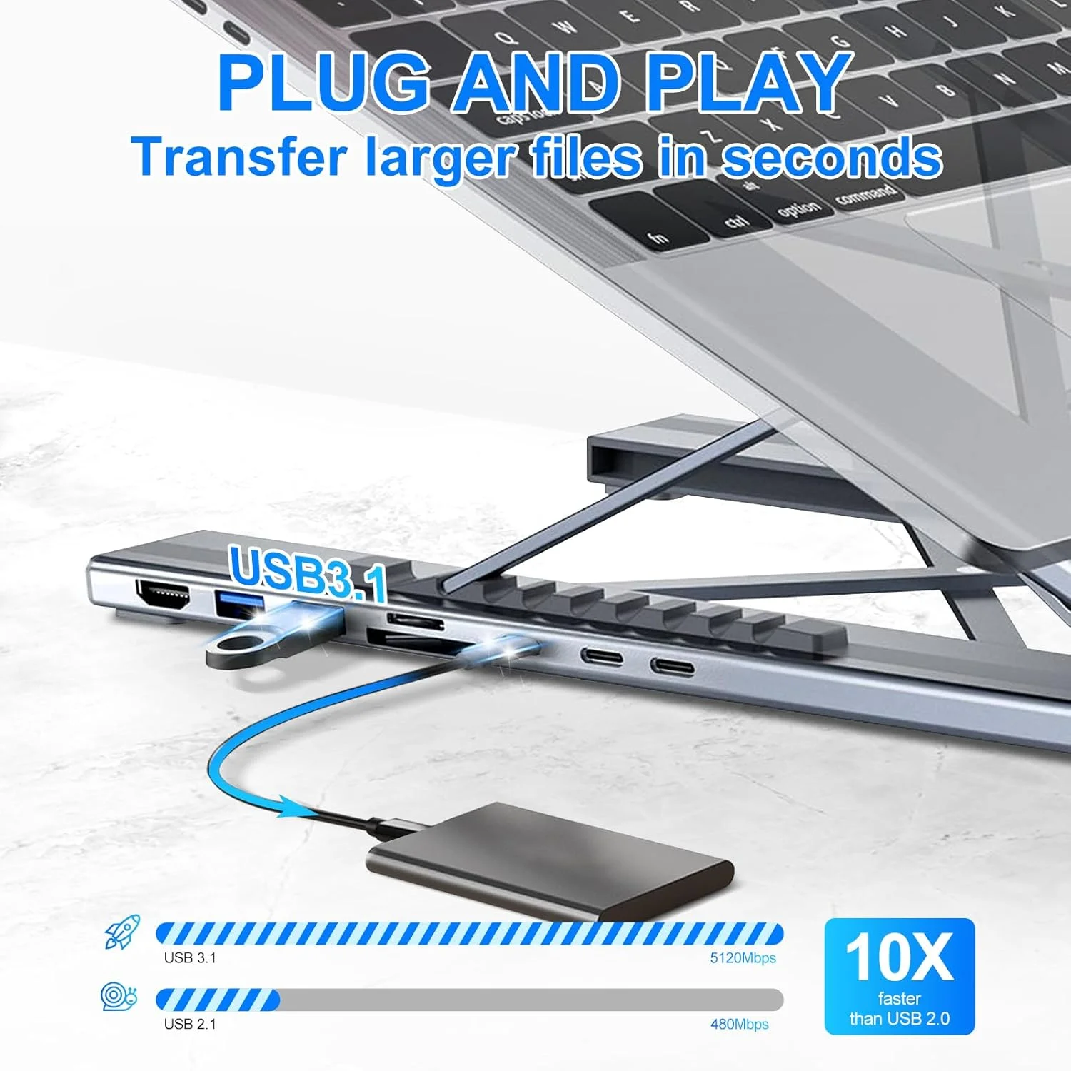 پایه استند لپ تاپ USB C، پایه استند تبلت USB C، هاب USB C هشت در یک با HDMI 4K، دو پورت USB 3.1، شارژ PD 100W، ایستگاه داک جهانی برای MacBook Pro/Air/Dell/HP/Surface/Lenovo، نصب آسان پایه استند لپ تاپ USB C، پایه استند تبلت USB C، هاب USB C هشت در یک با HDMI 4K، دو پورت USB 3.1، شارژ PD 100W، ایستگاه داک جهانی برای MacBook Pro/Air/Dell/HP/Surface/Lenovo، نصب آسان