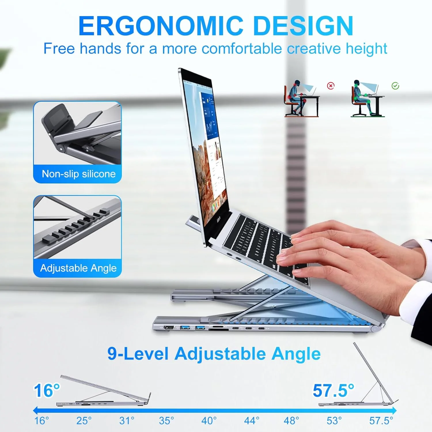 پایه استند لپ تاپ USB C، پایه استند تبلت USB C، هاب USB C هشت در یک با HDMI 4K، دو پورت USB 3.1، شارژ PD 100W، ایستگاه داک جهانی برای MacBook Pro/Air/Dell/HP/Surface/Lenovo، نصب آسان پایه استند لپ تاپ USB C، پایه استند تبلت USB C، هاب USB C هشت در یک با HDMI 4K، دو پورت USB 3.1، شارژ PD 100W، ایستگاه داک جهانی برای MacBook Pro/Air/Dell/HP/Surface/Lenovo، نصب آسان