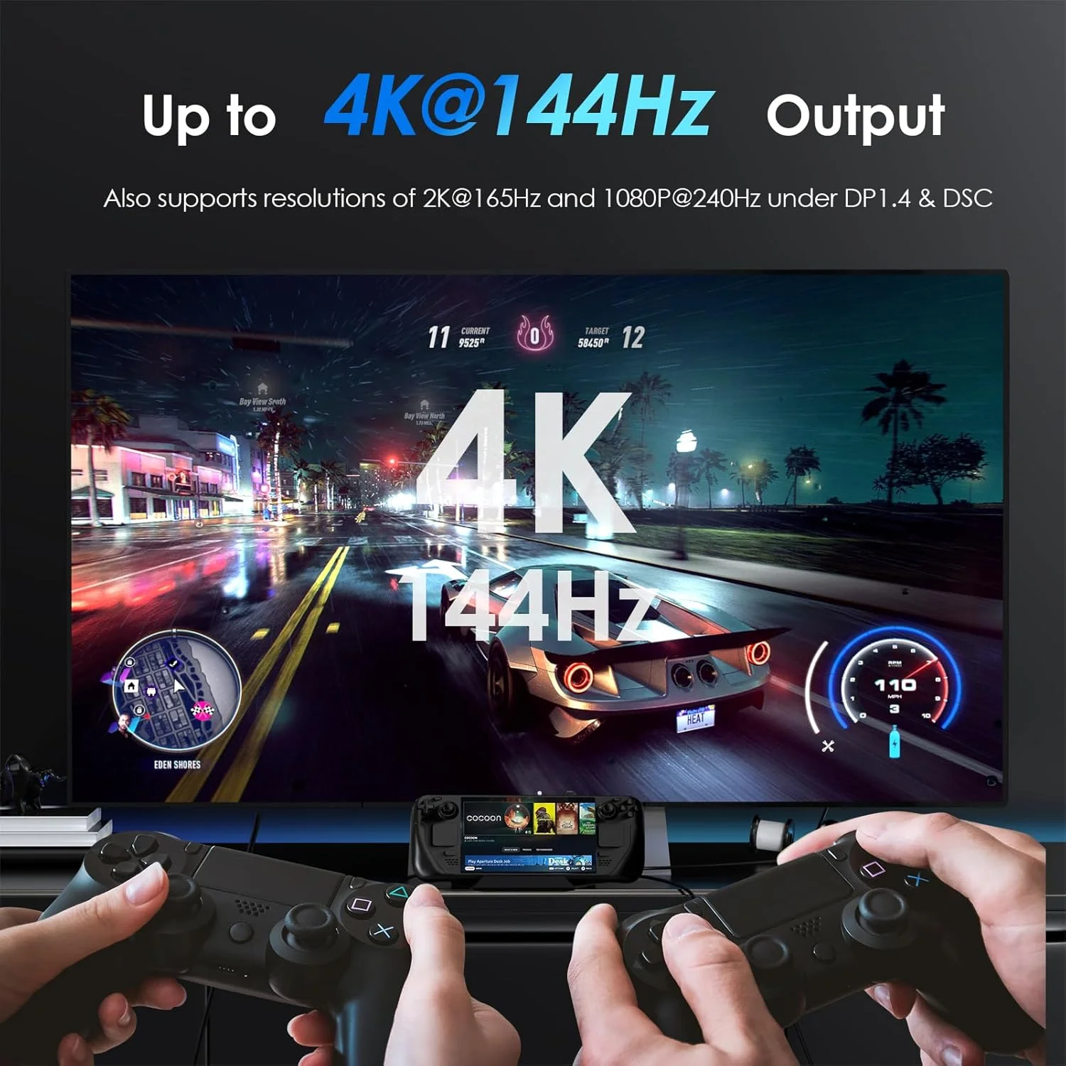 داک استیم دک WAVLINK، ایستگاه داکینگ 6 در 1 برای استیم دک/ROG Ally/Legion Go با HDMI 2.1 4K@144Hz، ورودی PD 100W، 3x USB 3.2 10G، گیگابیت RJ45