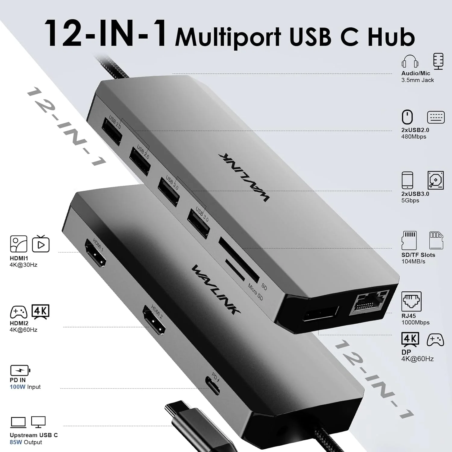 ایستگاه اتصال USB C ویولینک، هاب USB C لپ تاپ با قابلیت نمایشگر سه گانه، USB C به 2 HDMI، DisplayPort، شارژ PD، اترنت، 5 پورت USB، خواننده SD/TF، صدا برای مک بوک، دل، اچ پی، لنوو، سرفیس، خاکستری ایستگاه اتصال USB C ویولینک، هاب USB C لپ تاپ با قابلیت نمایشگر سه گانه، USB C به 2 HDMI، DisplayPort، شارژ PD، اترنت، 5 پورت USB، خواننده SD/TF، صدا برای مک بوک، دل، اچ پی، لنوو، سرفیس، خاکستری