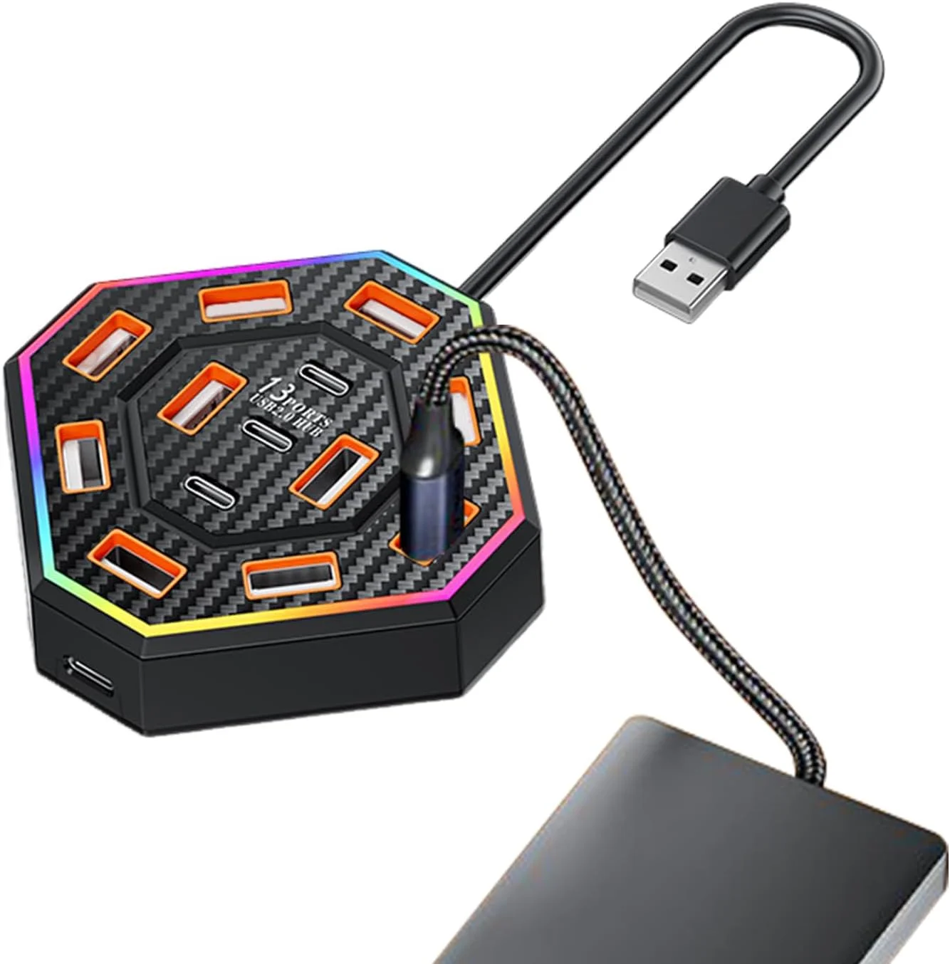 ایستگاه اتصال USB - ایستگاه اتصال USB 13 پورت، لوازم جانبی الکترونیکی با طراحی RGB برای آپارتمان، خانه، مدرسه، خوابگاه، دانشگاه و کتابخانه ایستگاه اتصال USB - ایستگاه اتصال USB 13 پورت، لوازم جانبی الکترونیکی با طراحی RGB برای آپارتمان، خانه، مدرسه، خوابگاه، دانشگاه و کتابخانه