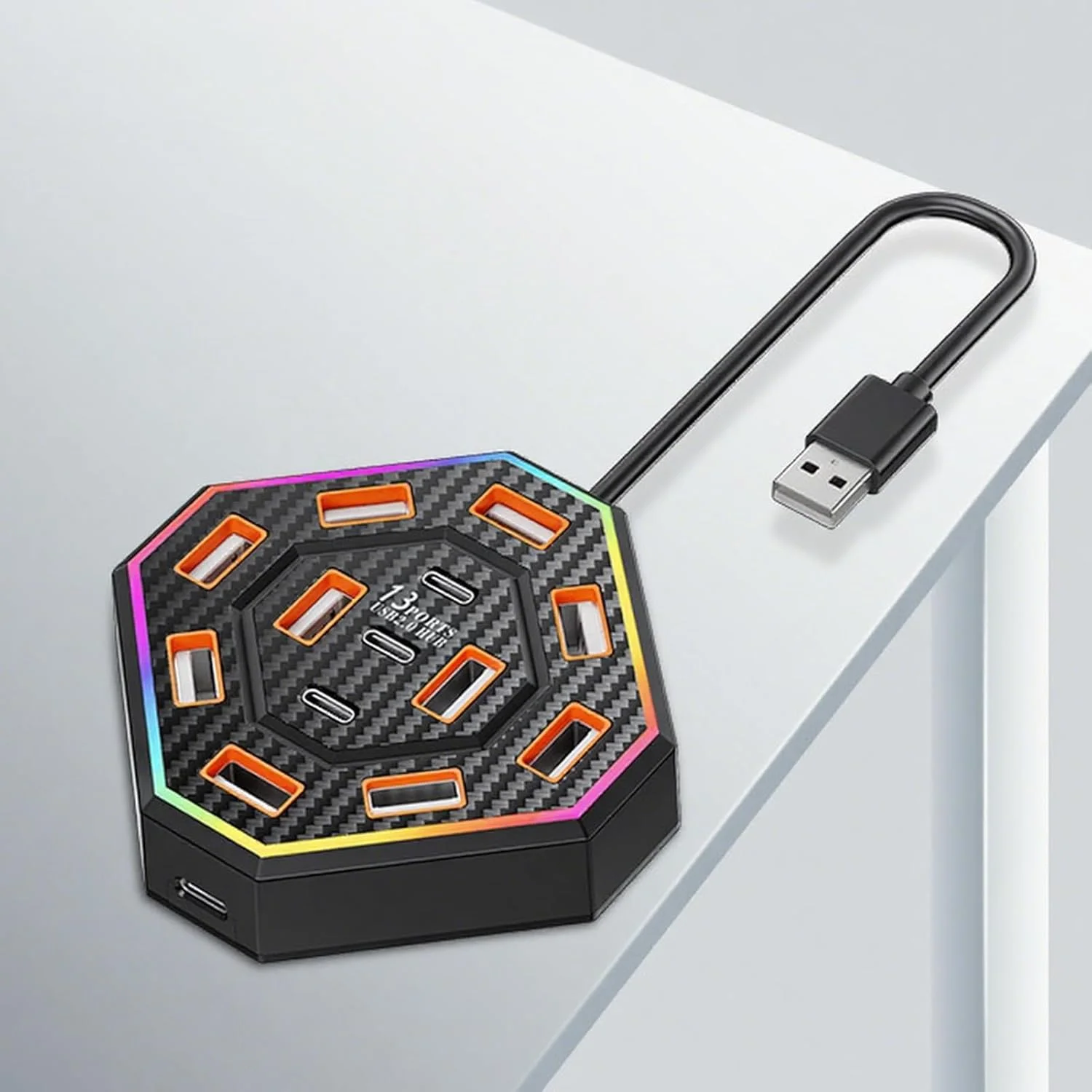 ایستگاه اتصال USB - ایستگاه اتصال USB 13 پورت، لوازم جانبی الکترونیکی با طراحی RGB برای آپارتمان، خانه، مدرسه، خوابگاه، دانشگاه و کتابخانه ایستگاه اتصال USB - ایستگاه اتصال USB 13 پورت، لوازم جانبی الکترونیکی با طراحی RGB برای آپارتمان، خانه، مدرسه، خوابگاه، دانشگاه و کتابخانه