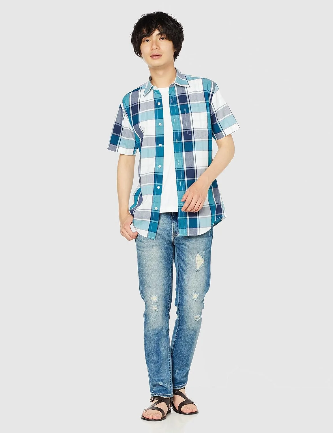 تی‌شرت‌های آستین کوتاه مردانه با یقه هفت آمازون اسنشالز