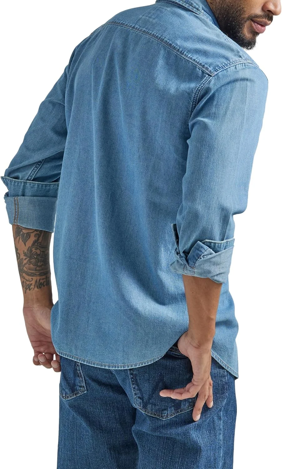 پیراهن جین مردانه Wrangler Iconic با دکمه های فشاری، مدل معمولی