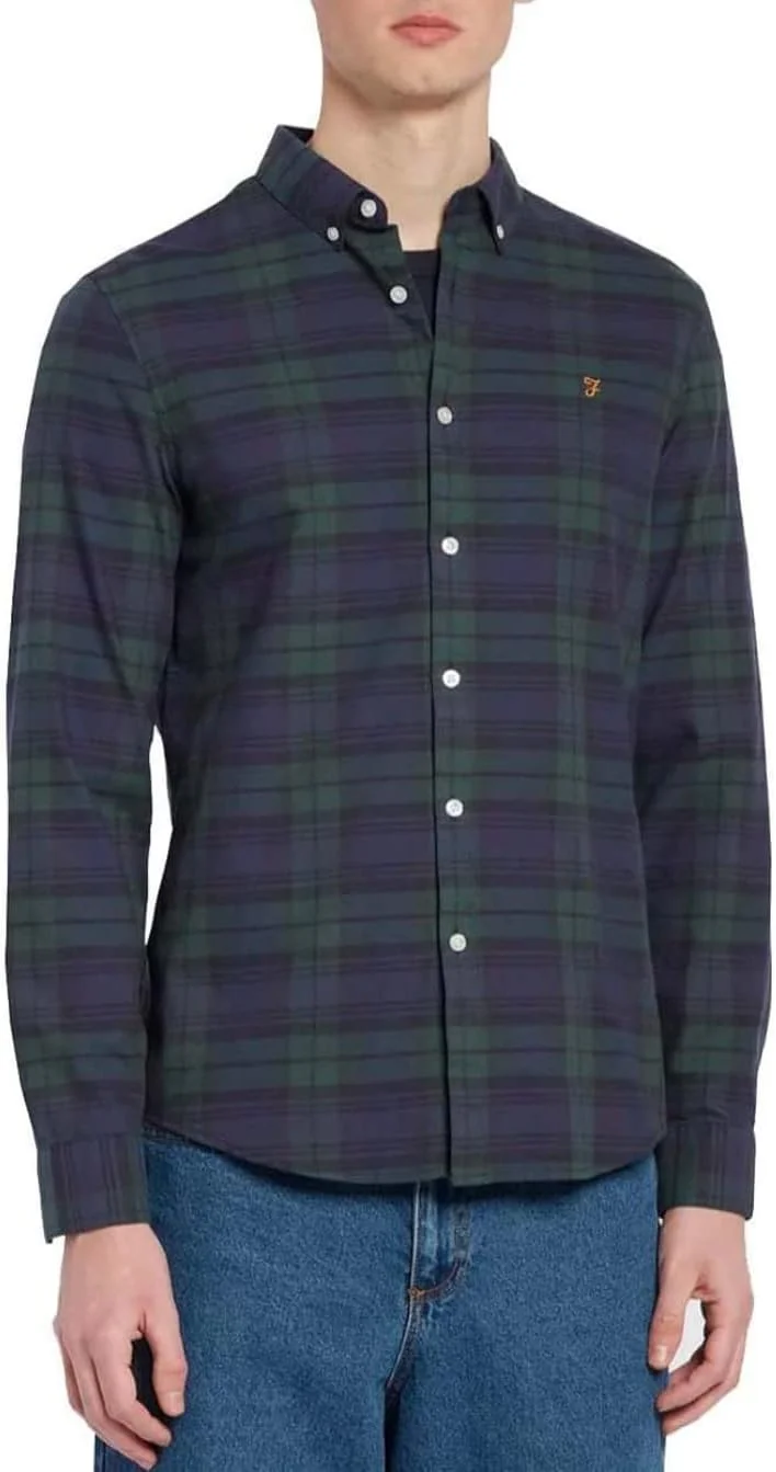 پیراهن مردانه Farah Brewer Slim Fit نخی آکسفورد طرح‌دار
