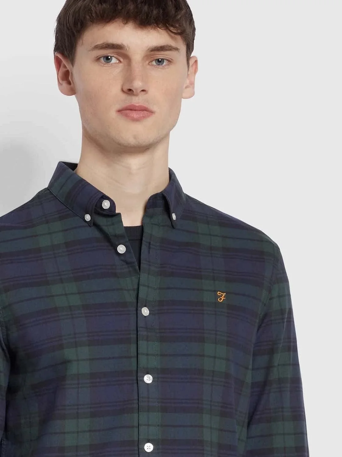 پیراهن مردانه Farah Brewer Slim Fit نخی آکسفورد طرح‌دار