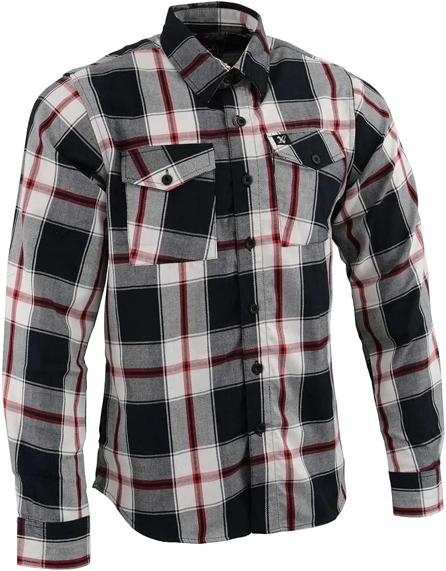 پیراهن مردانه چهارخانه پشمی میلواکی لدر مدل MNG11625، مشکی و سفید با آستین بلند و دکمه دار