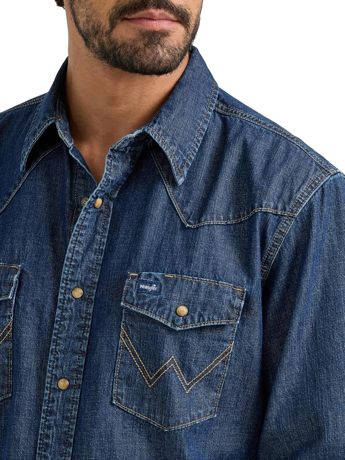 پیراهن آستین بلند مردانه رترو Wrangler با دو جیب و دکمه فشاری