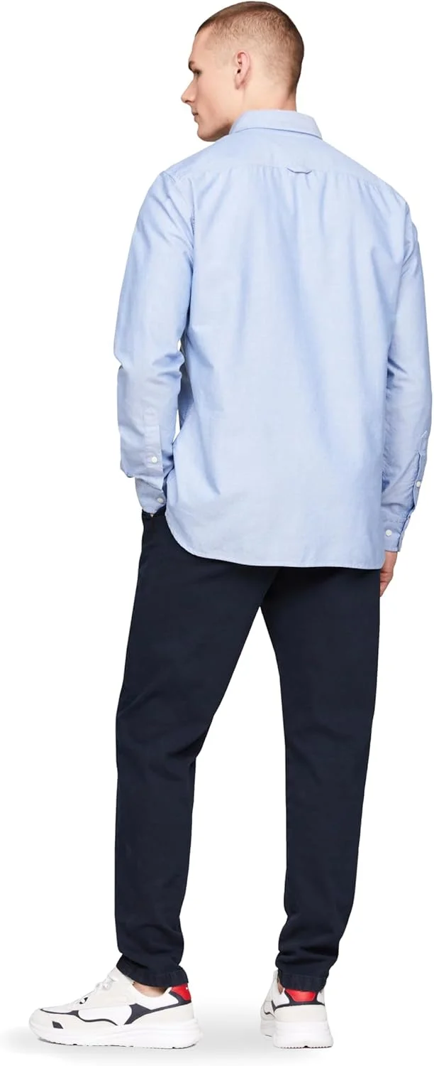 پیراهن آکسفورد آستین بلند تامی هیلفیگر، فیت معمولی، پیراهن مردانه، پیراهن دکمه دار، موجود در سایزهای بزرگ