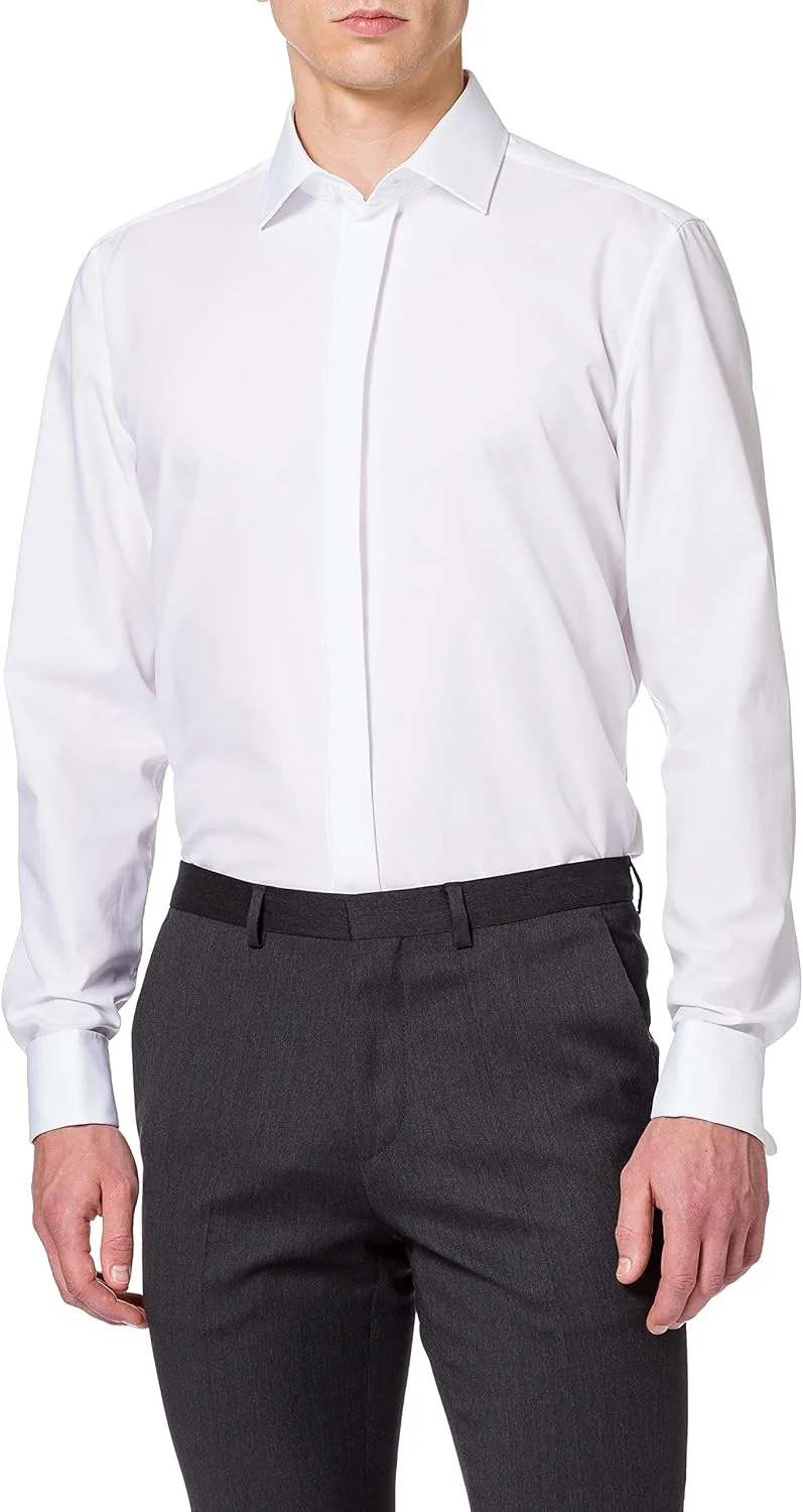 پیراهن مردانه تجاری Seidensticker - Slim Fit - بدون نیاز به اتو - یقه Kent - آستین بلند - سرآستین پاکتی - 100% پنبه - Gala