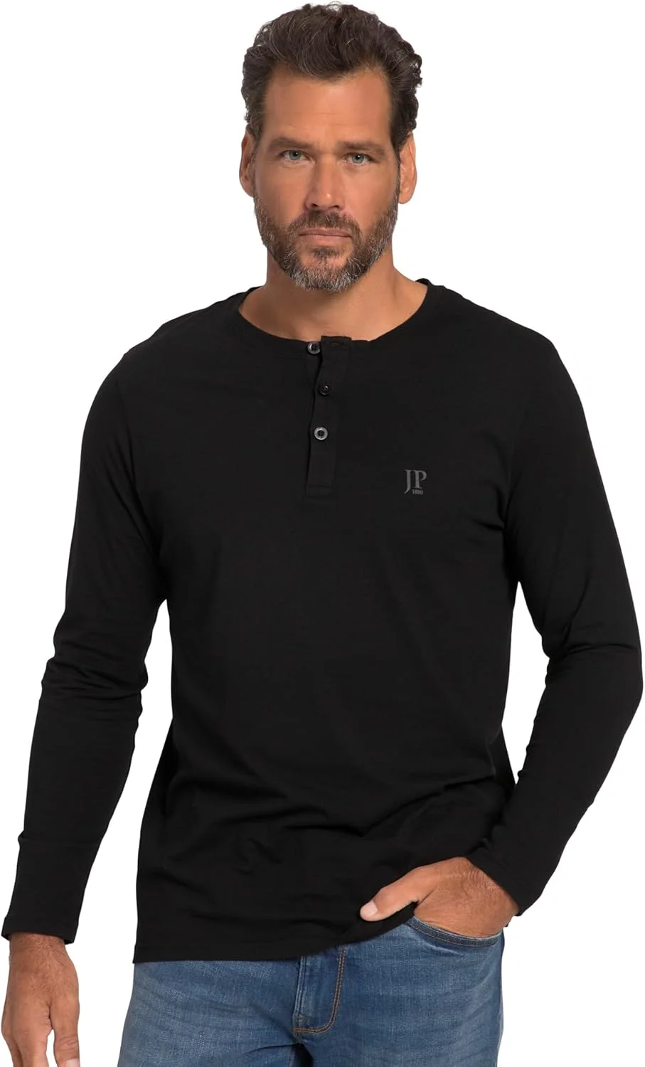 JP 1880 پیراهن آستین بلند مردانه سایز بزرگ L-8XL تا 8XL، یقه گرد دکمه دار، 702555