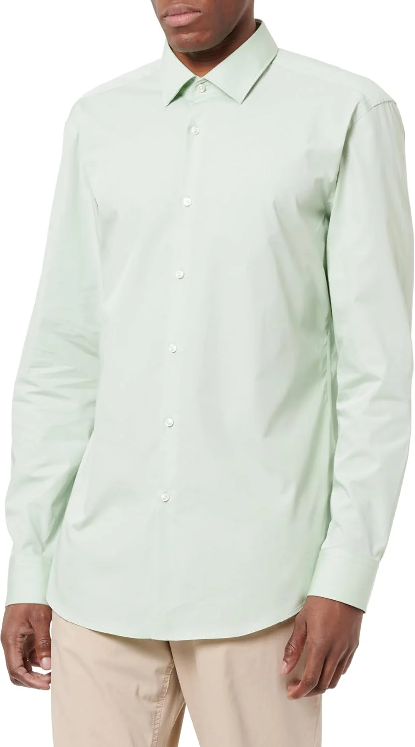 پیراهن مردانه اسلیم فیت کنو هوگو از جنس پاپلین نخی با قابلیت اتو آسان