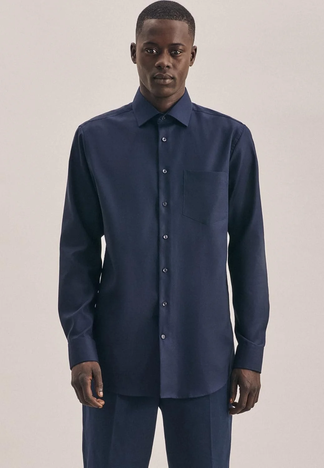 پیراهن مردانه کلاسیک Seidensticker - برش معمولی - بدون نیاز به اتو - یقه Kent - آستین بلند - 100% پنبه