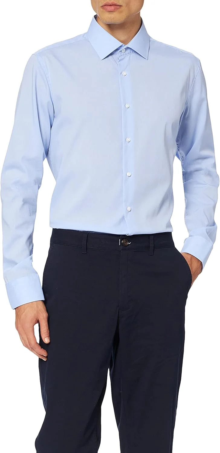 پیراهن مردانه کلاسیک Seidensticker - برش بسیار باریک - بدون نیاز به اتو - پیراهن عملکردی - یقه Kent - آستین بلند - کشی