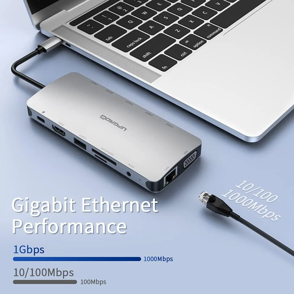 ایستگاه اتصال USB C آپگرو، آداپتور HDMI مک بوک 13 در 1 هاب Type-C با 4K HDMI، VGA، USB 3.0 و 2.0، USB C/F، شارژر PD، SD/TF، RJ45، Aux، اسپلیتر آداپتور اترنت USB C برای اکثر لپتاپهای Type C ایستگاه اتصال USB C آپگرو، آداپتور HDMI مک بوک 13 در 1 هاب Type-C با 4K HDMI، VGA، USB 3.0 و 2.0، USB C/F، شارژر PD، SD/TF، RJ45، Aux، اسپلیتر آداپتور اترنت USB C برای اکثر لپتاپهای Type C